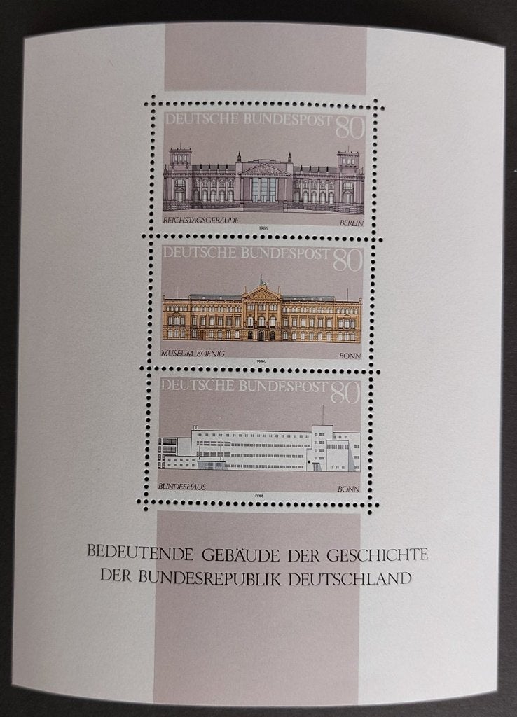 Michel 1287-1289 blok 20 BRD postfris 1986, Verzenden, BRD, Postfris