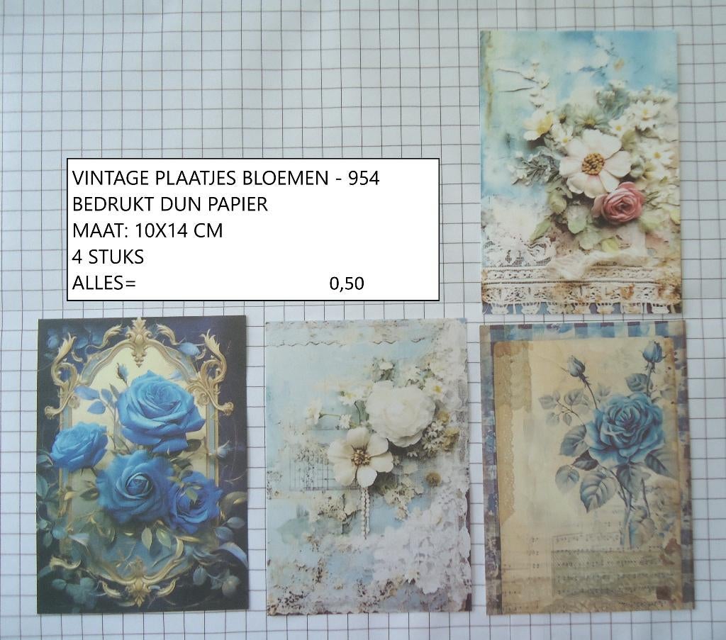 vintage plaatjes bloemen 954 ( alleen verzenden, Ophalen, Nieuw, Meerdere plaatjes