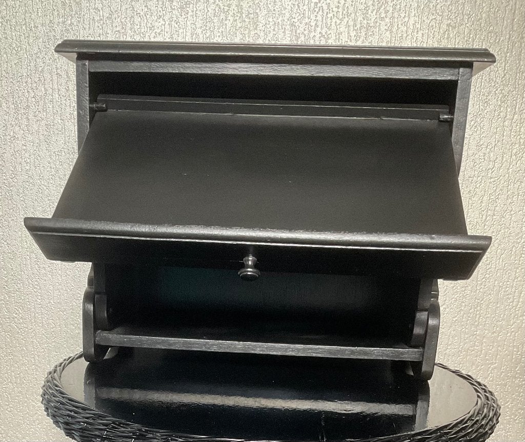 Zwaar houten zwart geverfde oude lessenaar (B=57H=45D=37cm), Antiek en Kunst, Ophalen