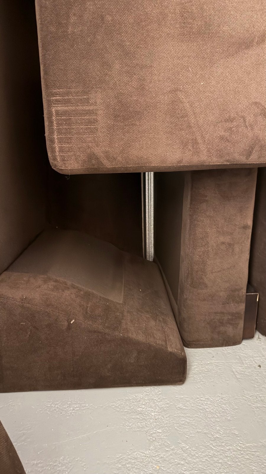 Bruine stoffen lounge bank in 2 delen - Made in Holland, Ophalen, Gebruikt, 125 tot 150 cm, 150 tot 200 cm