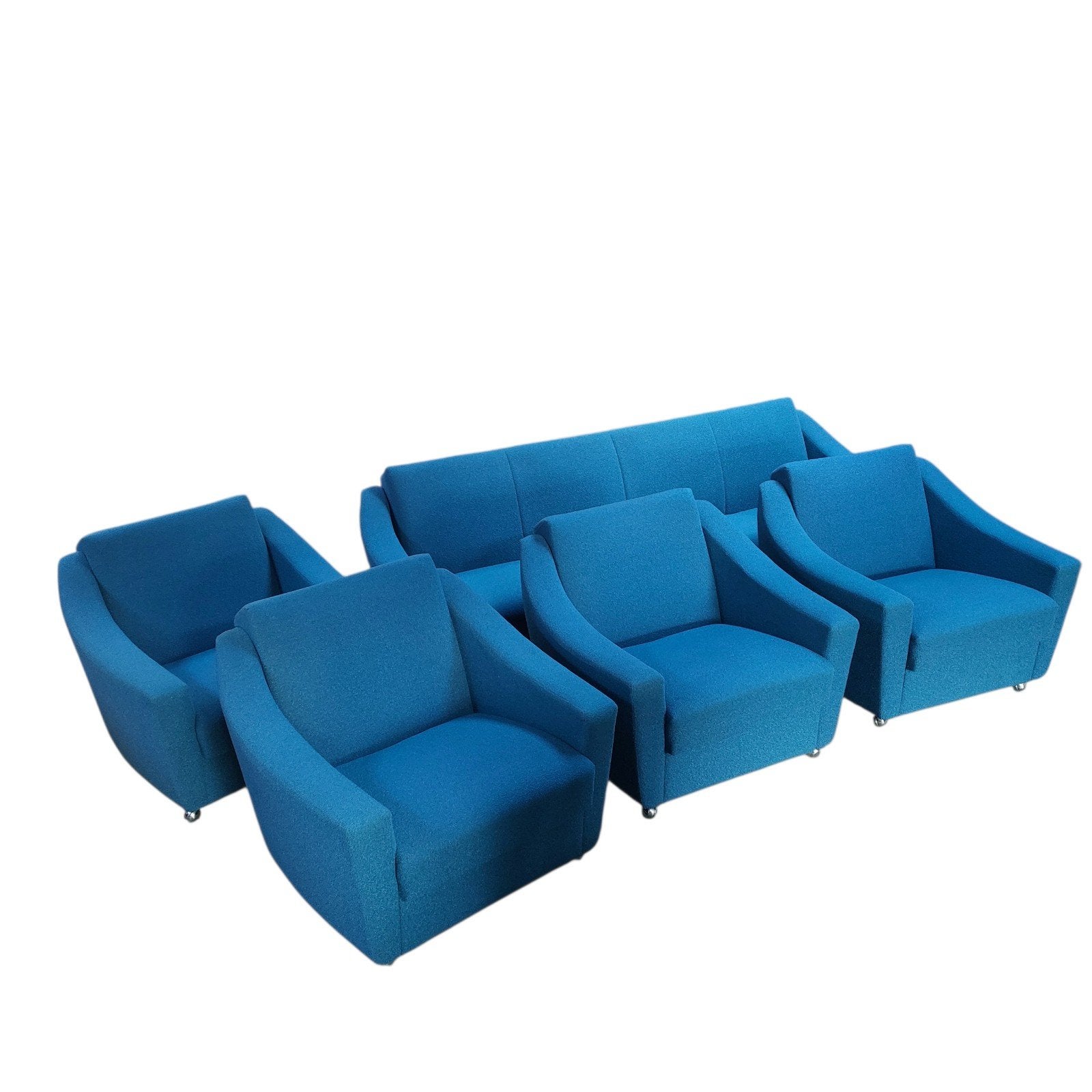 Vintage scandinavische (slaap) bank met 4 fauteuils, Ophalen, Gebruikt, Onbekend, Onbekend