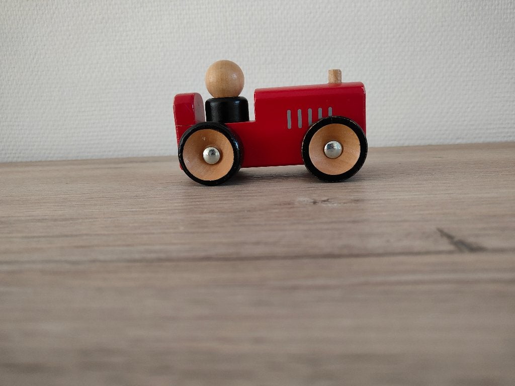 Houten tractor (vintage), Ophalen of Verzenden, Gebruikt, Rij- of Hobbelspeelgoed