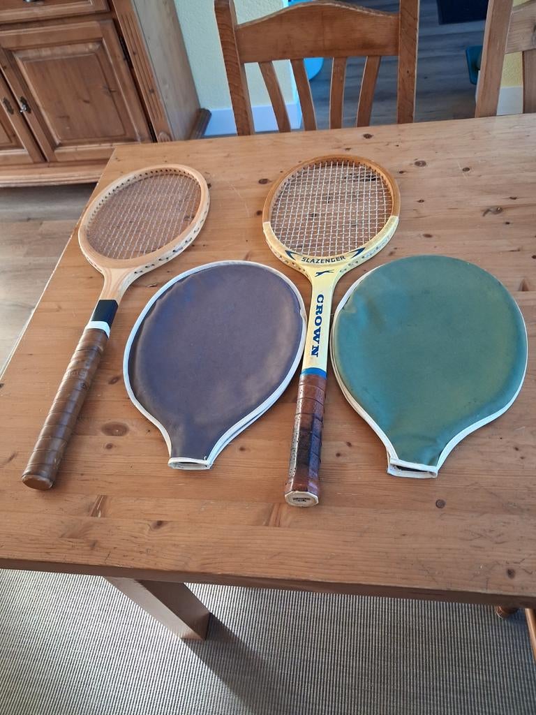 2 oude vintage houten tennisrackets, Sport en Fitness, Tennis, Ophalen of Verzenden, Gebruikt, Racket, Overige merken