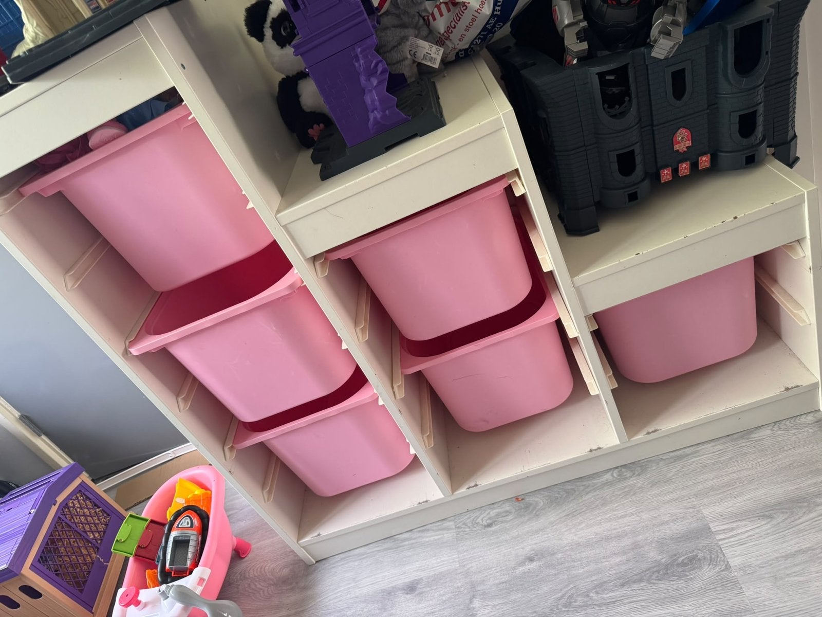 Ikea Trofast opbergkast met roze bakken, Ophalen, Gebruikt, Kast, 75 tot 100 cm