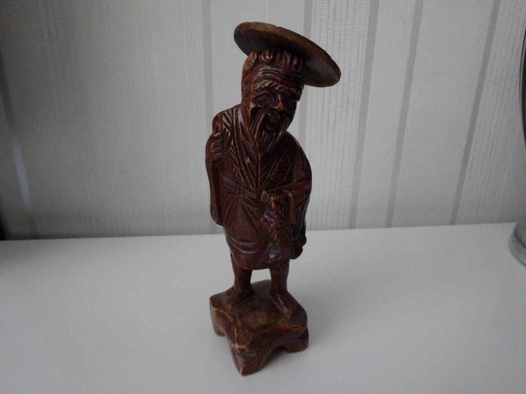Mooi vintage Beeld van Chinese Man met Hoed., Antiek en Kunst, Ophalen of Verzenden