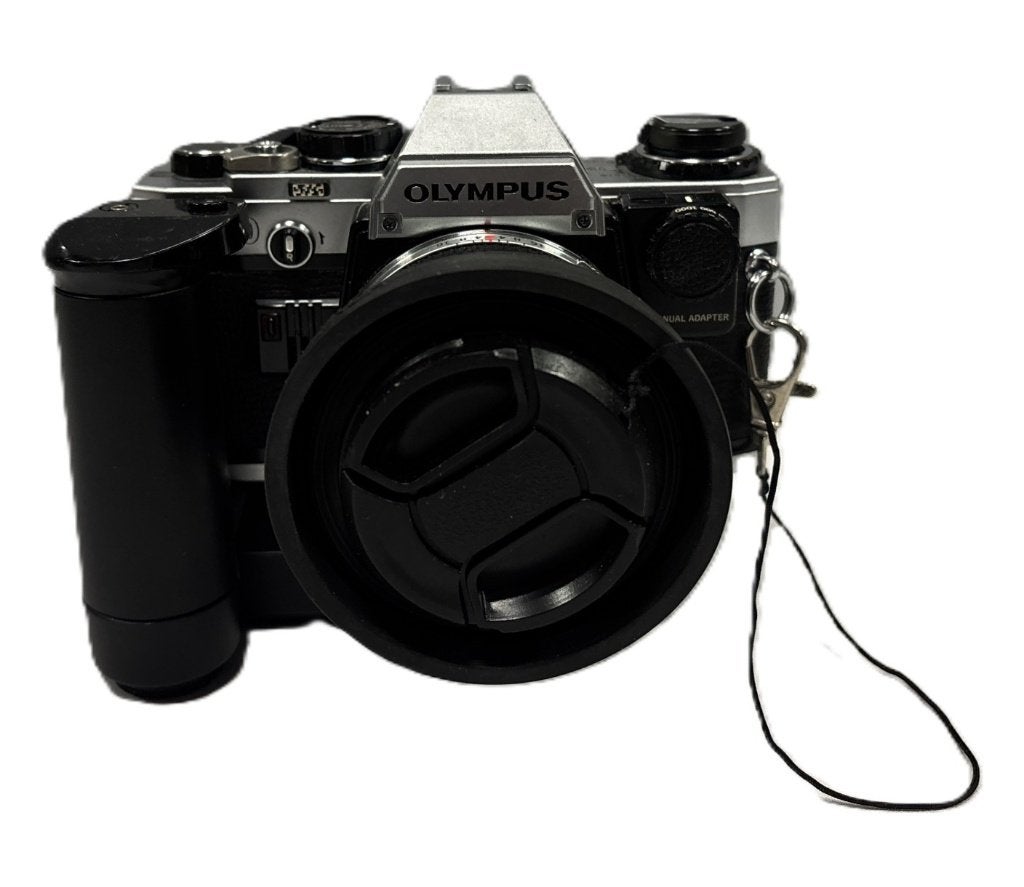 Olympus OM10 spiegelreflex met winder, Panagor tele en doos, Gebruikt, Niet bekend (tweedehands product), Spiegelreflex, Olympus