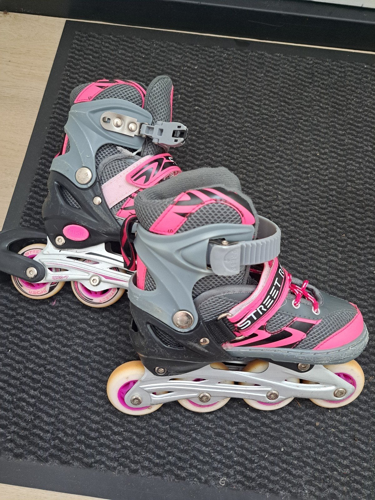 Verstelbare Street Rider inline skates - Roze/Grijs, Ophalen of Verzenden, Verstelbaar, Gebruikt, Kinderen