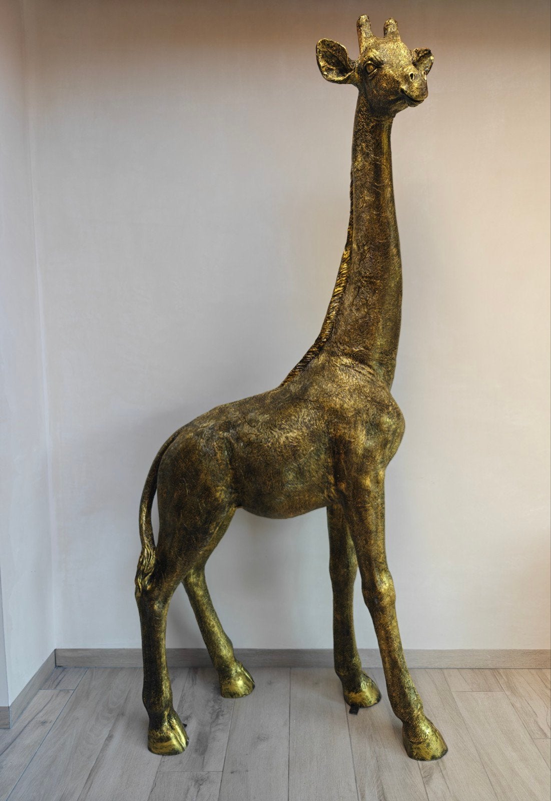 Giraffe brons gekleurd 215cm! GIRAFFE, Zoo, Ophalen of Verzenden, Nieuw, Dier