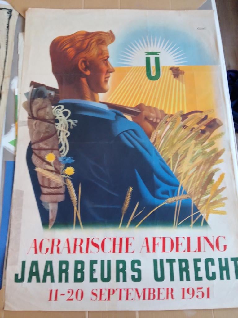 Vintage Poster Jaarbeurs Utrecht 1951 - Agrarische Afdeling, Ophalen of Verzenden, A1 t/m A3, Reclame, Rechthoekig Staand