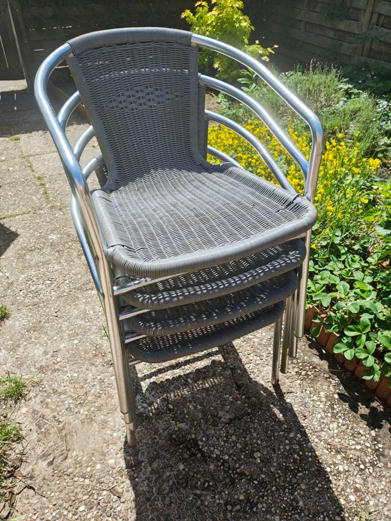 4 rotan tuinstoelen, Tuin en Terras, Ophalen of Verzenden, Gebruikt, Rotan