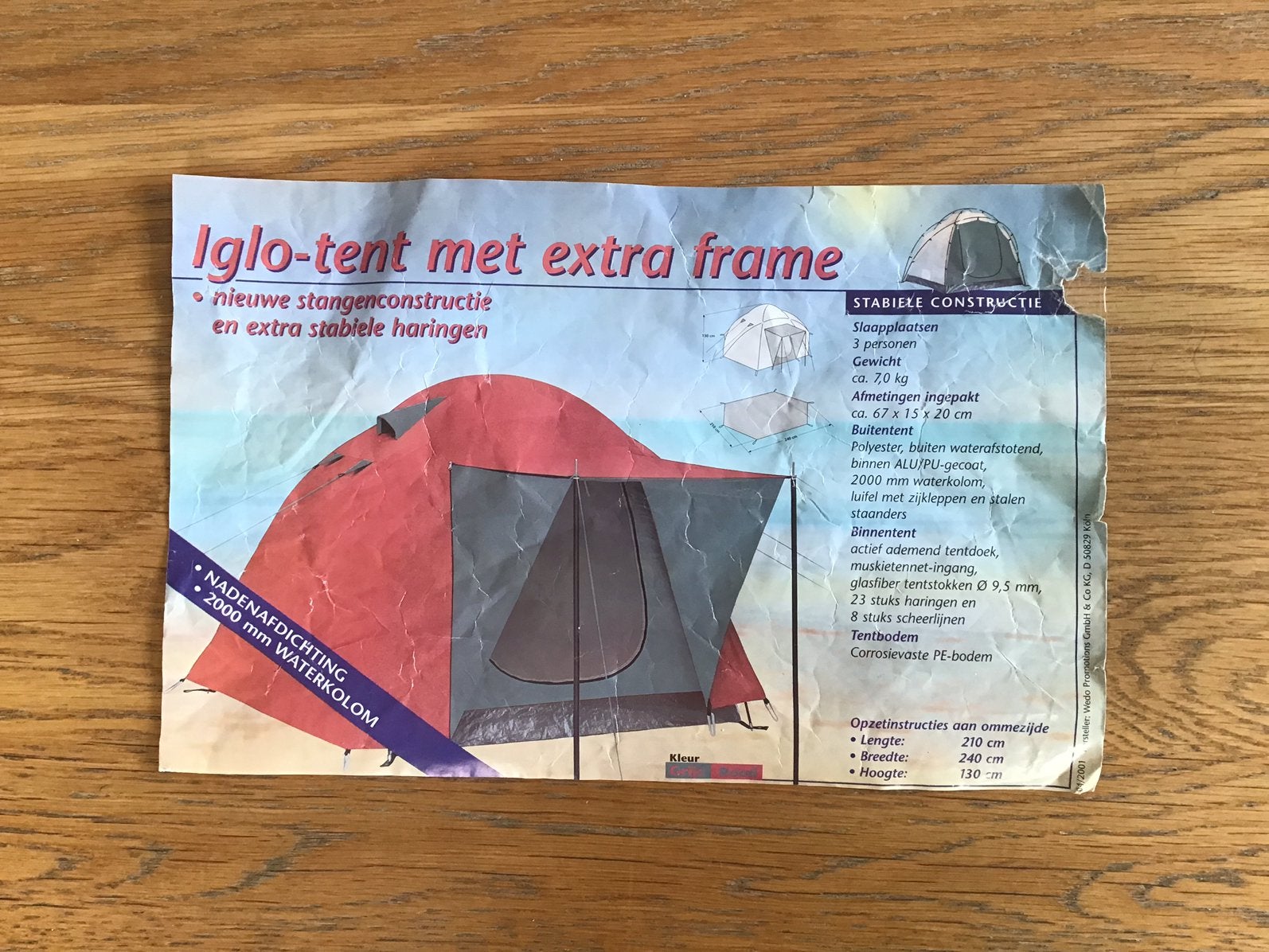 Iglo-tent met extra frame, Caravans en Kamperen, Tenten, Ophalen, Gebruikt, Tot en met 3