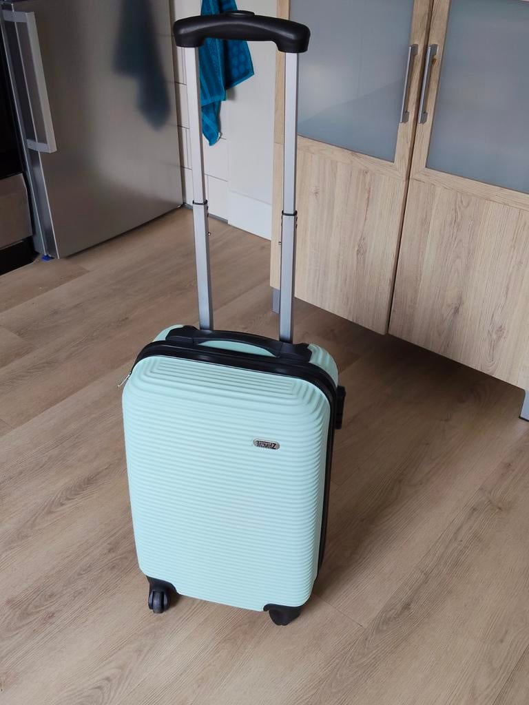 Handbagage koffer - mintgroen met wieltjes en uitschuifbaar, Ophalen, Wieltjes, Gebruikt, Hard kunststof