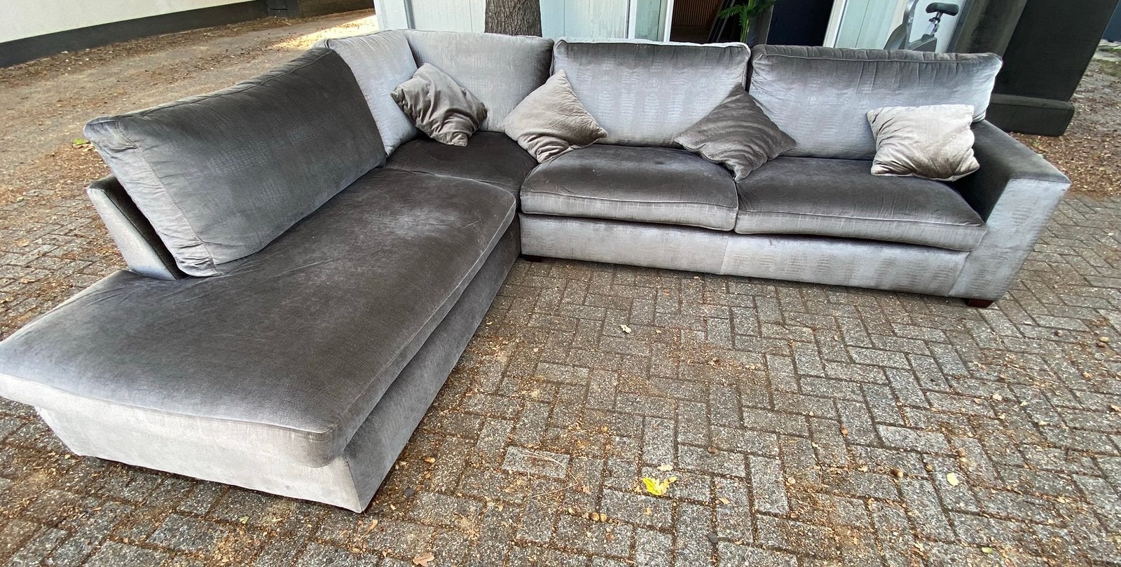 CHAMPAGNE CROCO HOEKBANK TE KOOP, Huis en Inrichting, Luxe en modern, Hout, Hoekbank, 300 cm of meer