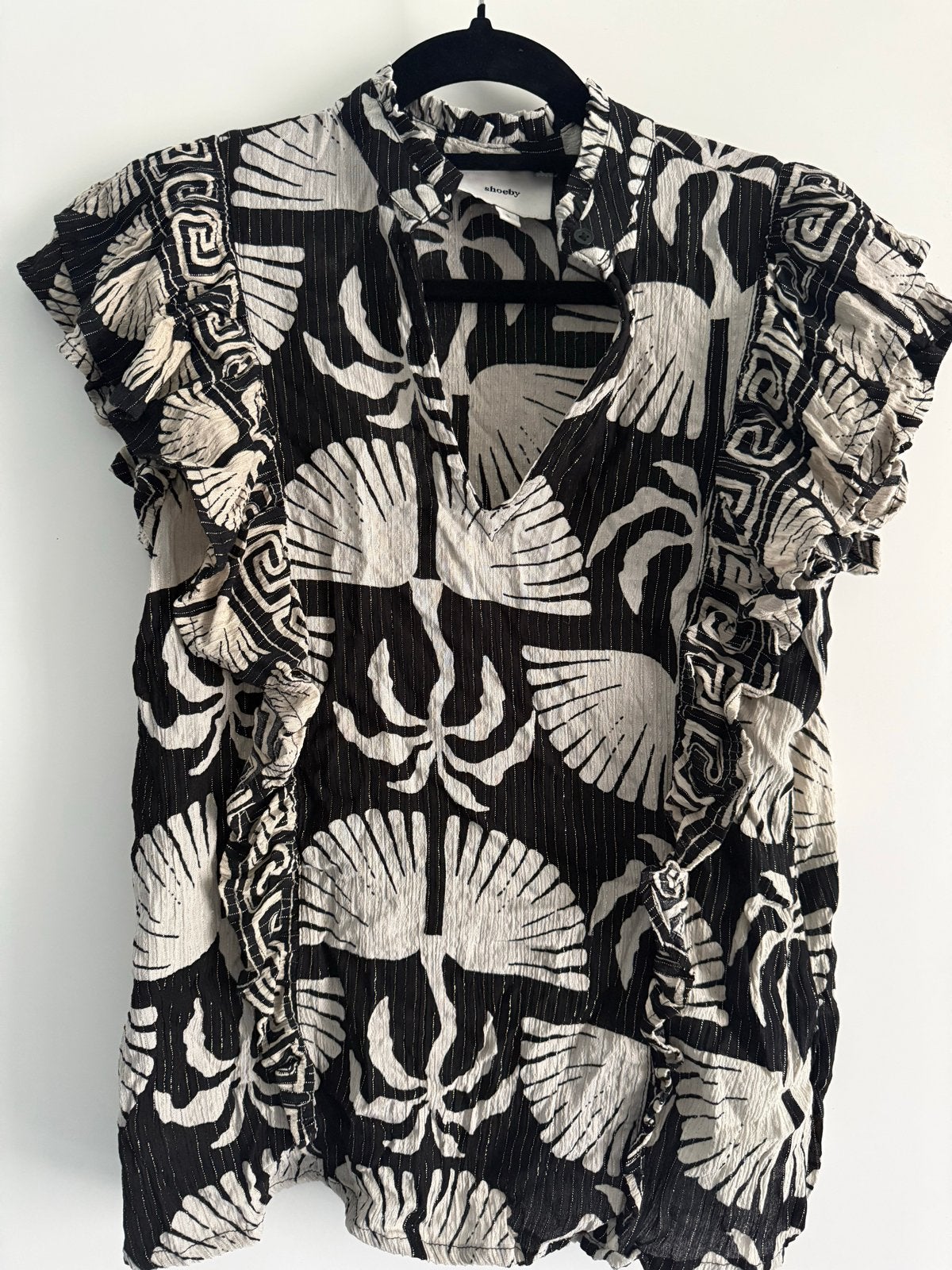 Shoeby blouse met korte mouwen en print, Ophalen, Zwart, Zo goed als nieuw, Korte mouw