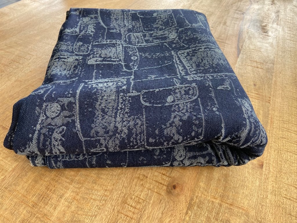 Jeans patchwork stof, Blauw, 120 cm of meer, Ophalen of Verzenden, Katoen