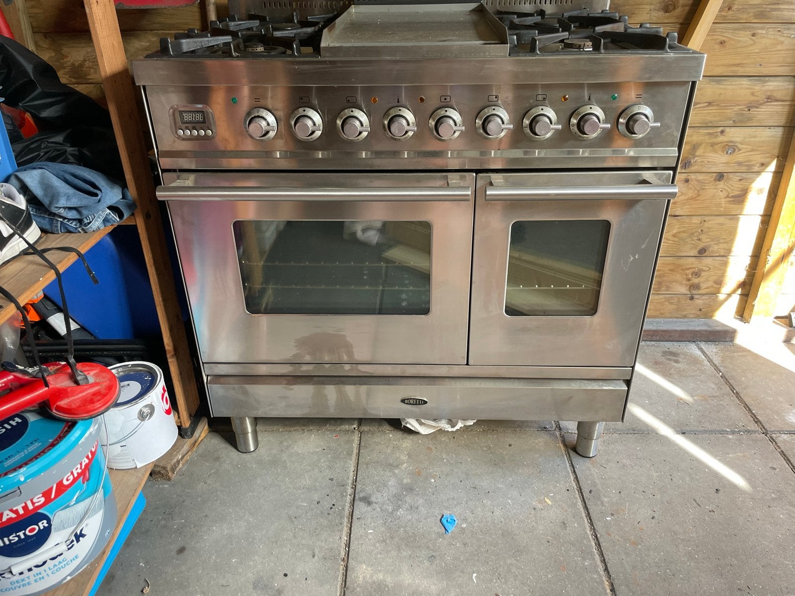 Boretti Fornuis met 4 pitten, frytop en dubbele oven, Ophalen, Gebruikt, 60 cm of meer, Gas