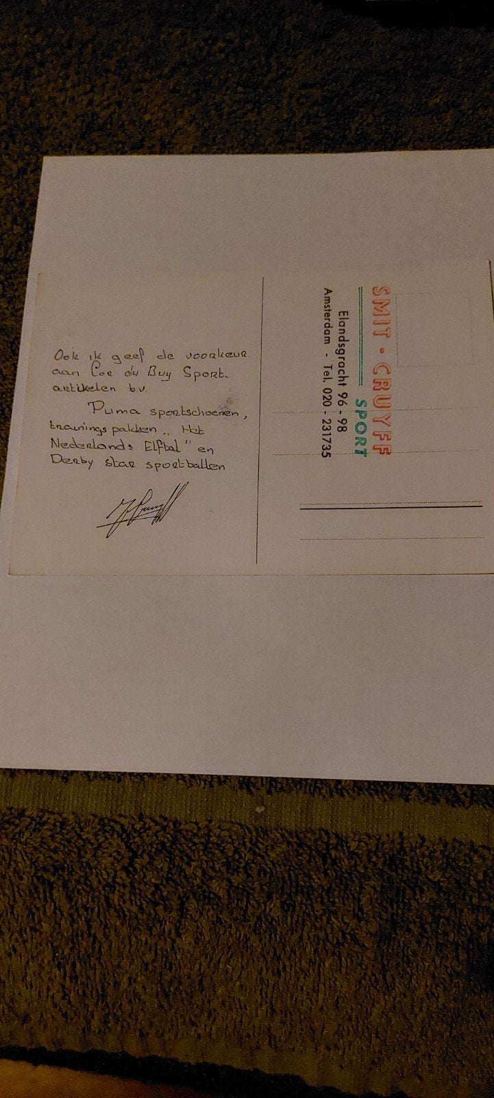 Zeldzame Johan Cruijff ansichtkaart en reclamekaart, Ophalen of Verzenden, Gebruikt, Ajax, Poster, Plaatje of Sticker