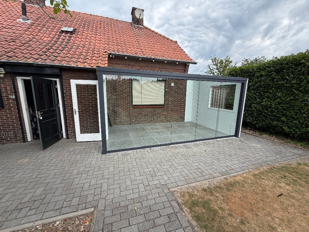 Aluminium serre/veranda 360x220 cm met glazen schuifwand, Ophalen, Gebruikt, Serre