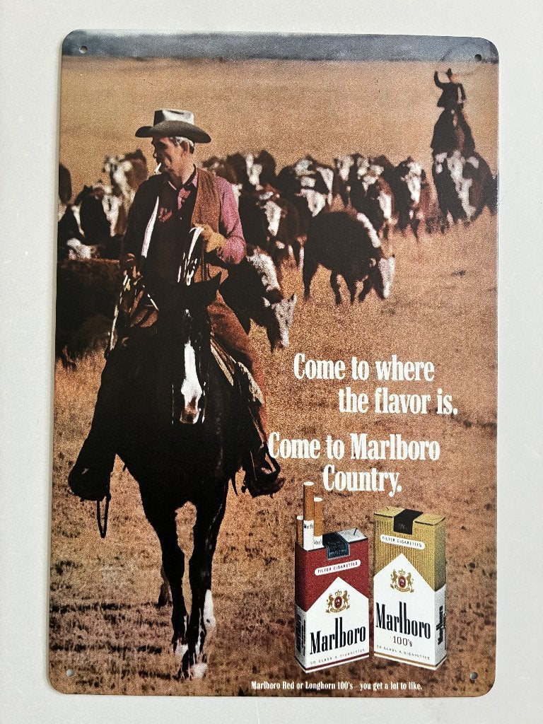 oude Marlboro reclame jaren 70 wandbord 20 x 30 cm metaal, Verzamelen, Reclamebord, Elspeet, John, Olt