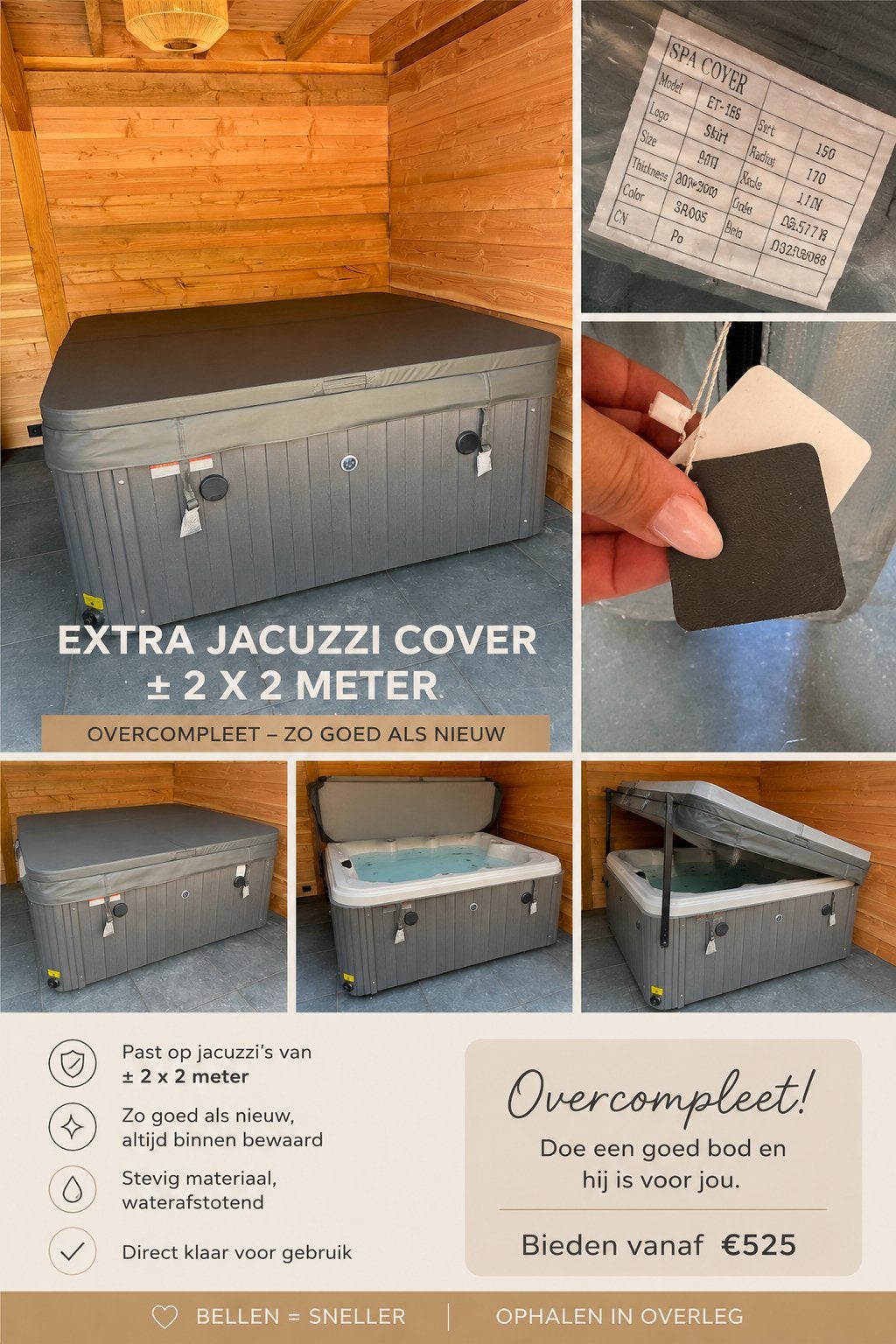 Jacuzzi / Spa cover NIEUW ONGEBRUIKT, Ophalen, Nieuw, Kunststof, Overige typen