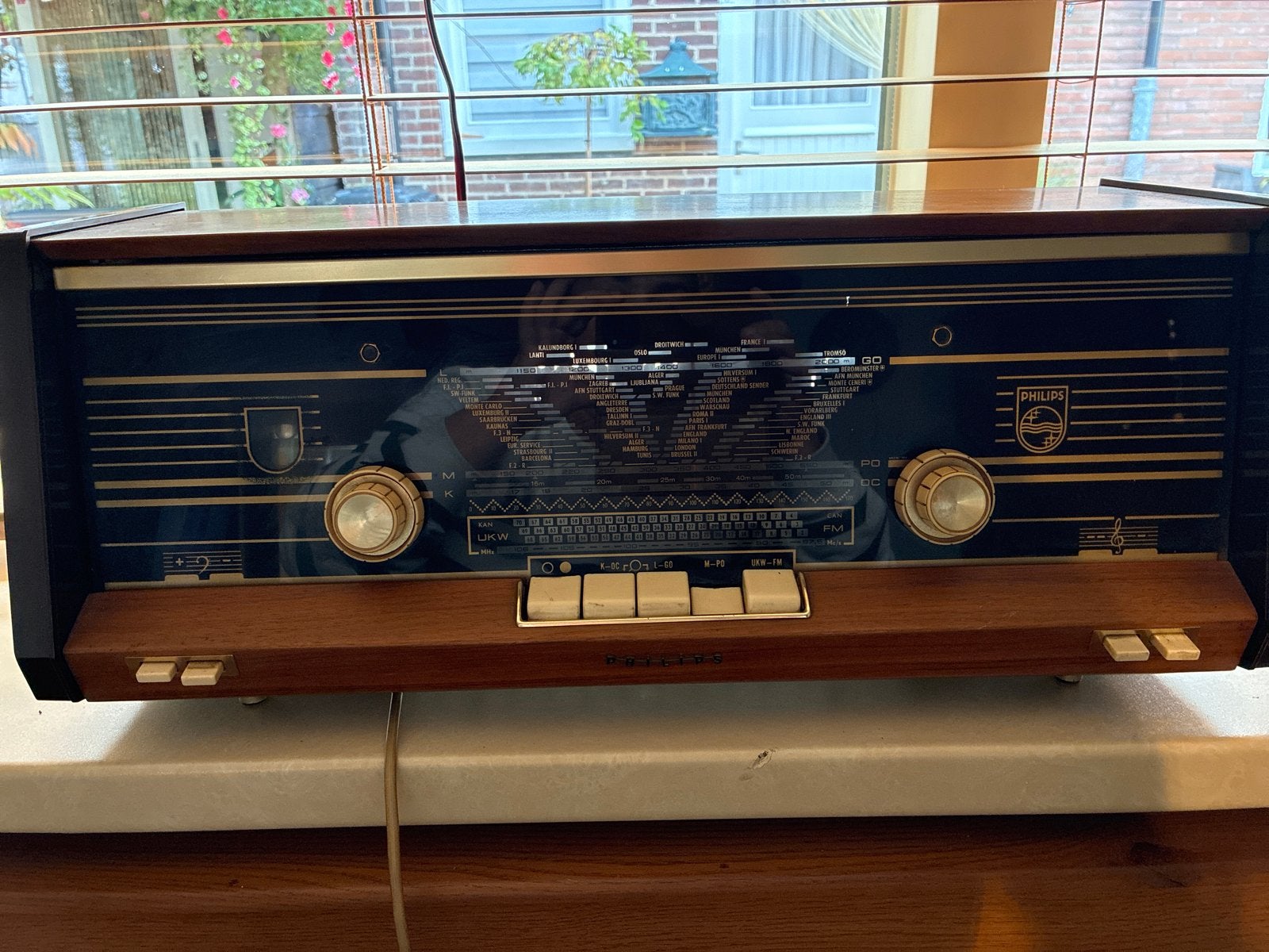 Vintage Philips buizenradio - werkend, Audio, Tv en Foto, Radio's, Ophalen, Gebruikt, Radio