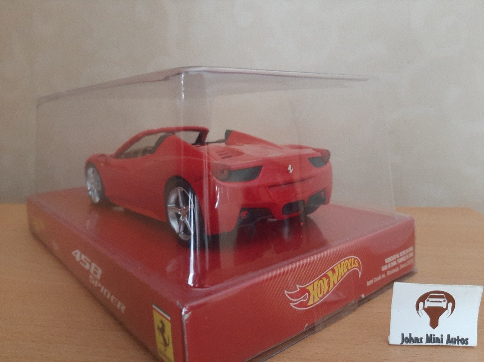 Ferrari 458 Spider in Rosso van Hotwheels 1:24, Overige merken, Auto, Nieuw, Ophalen of Verzenden