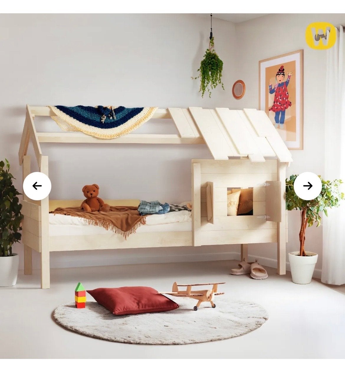 Houten kinderbed Wickey, Kinderen en Baby's, Ophalen, 85 tot 100 cm, Gebruikt, Lattenbodem
