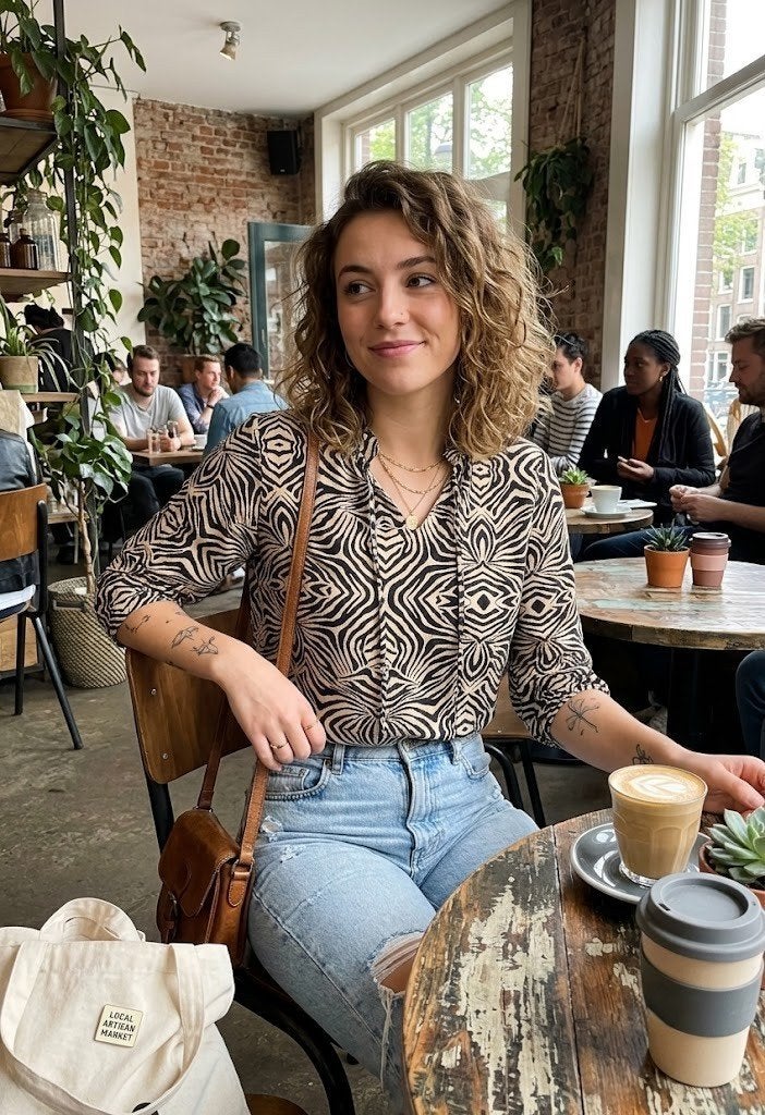 blouse lady Day /travel, Kleding | Dames, Blouses en Tunieken, Lady Day, Zo goed als nieuw, Maat 36 (S), Meerkleurig