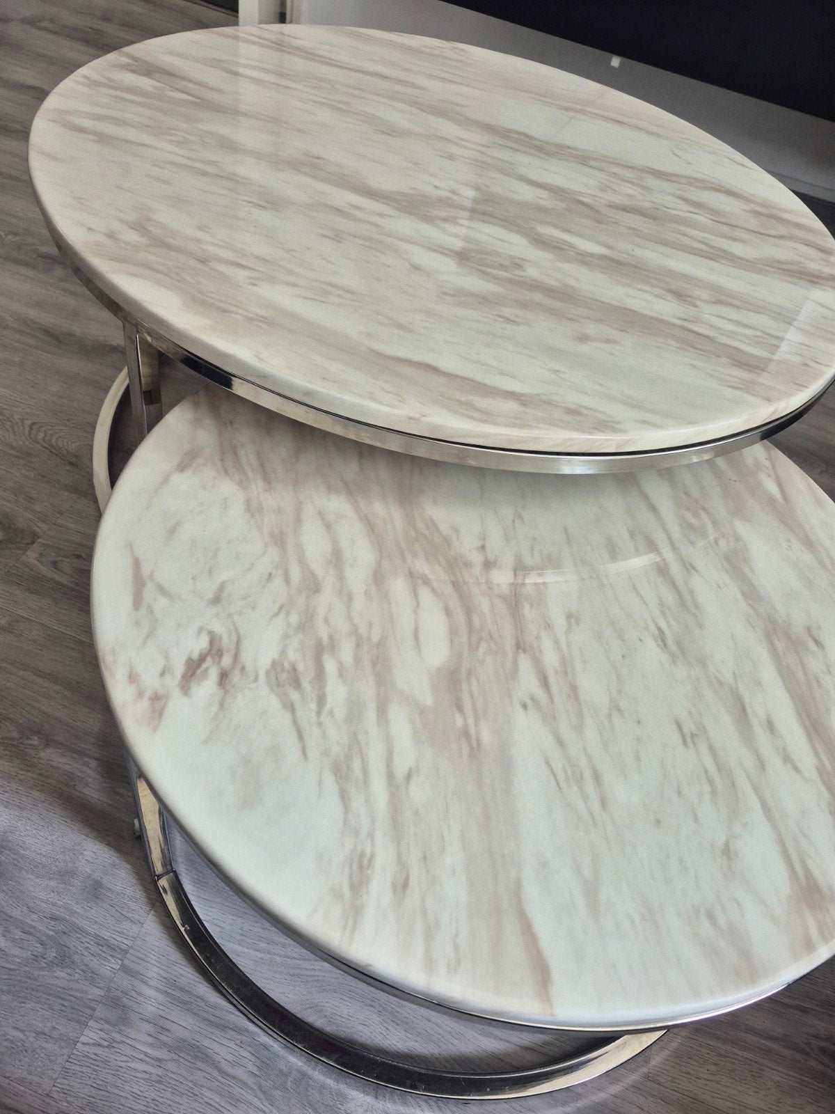 Set Salontafels Marmerlook, Ophalen, Rond, 50 tot 100 cm, 50 tot 100 cm
