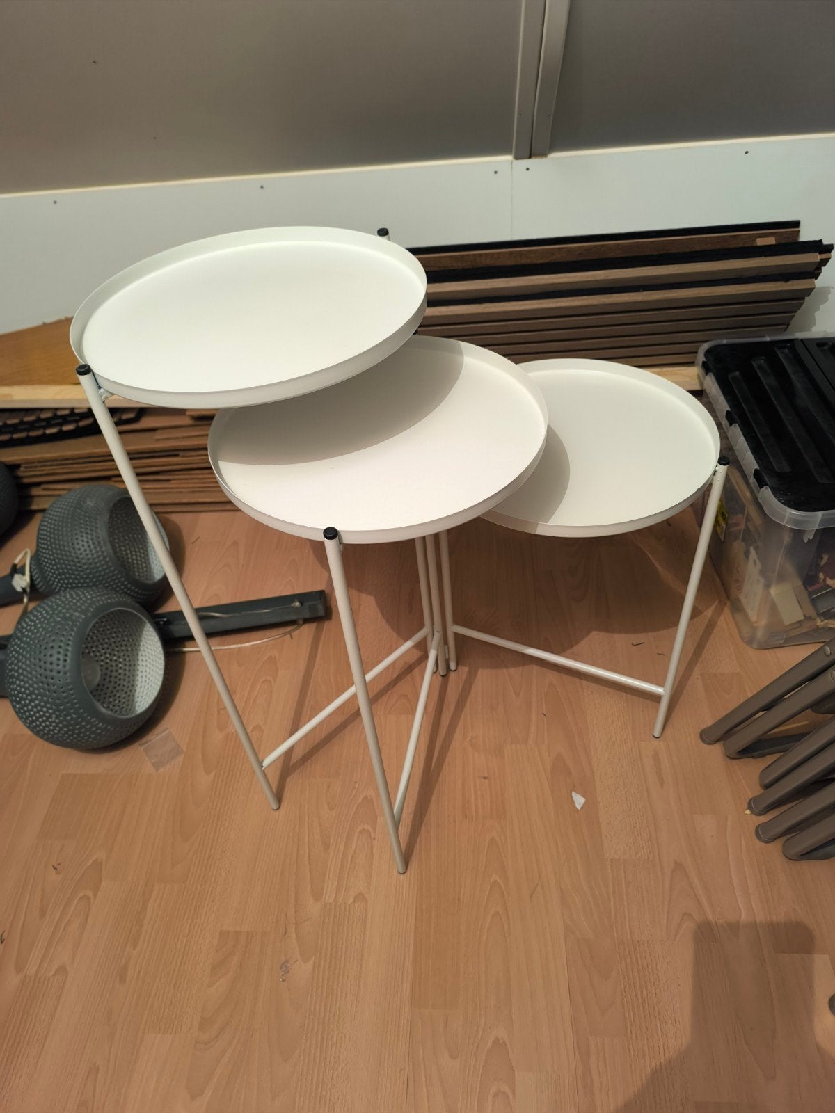 Plantentafels / Bijzettafels, Ophalen, Minder dan 55 cm, Metaal of Aluminium, Rond