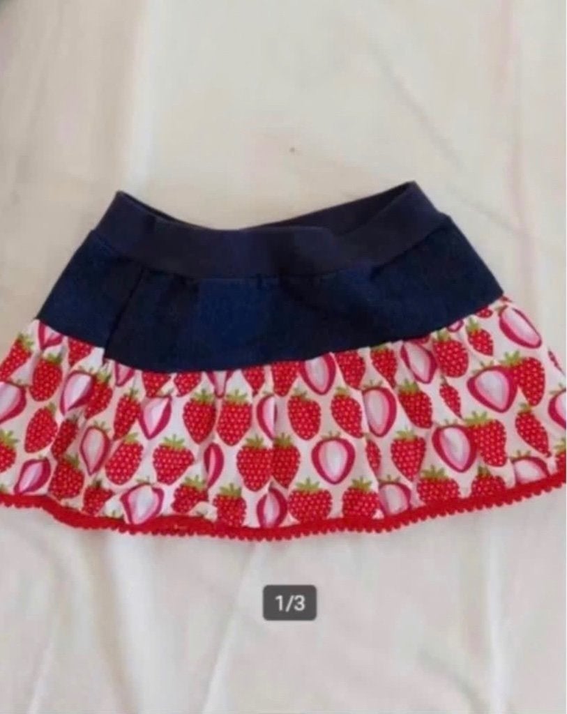 Noddles Rokje Rok Spijkerrokje Jeans Denim Aardbei mt 74 /80, Noddles, Meisje, Jurkje of Rokje, Ophalen of Verzenden