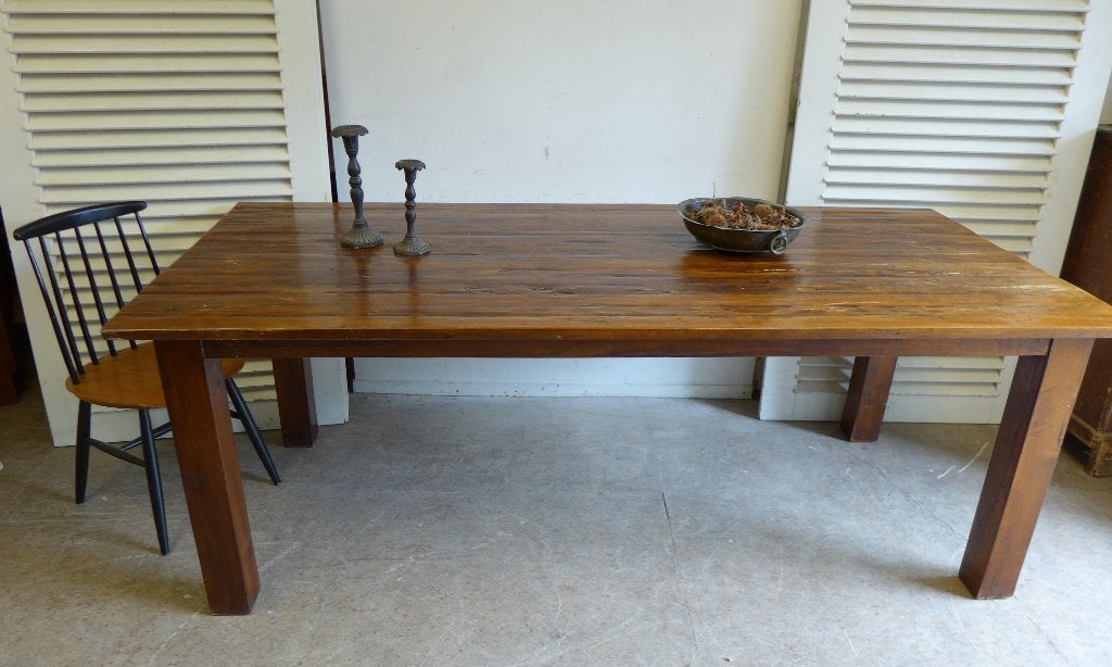 Prachtige grote teak eettafel 230 bij 100 cm, Huis en Inrichting, Tafels | Eettafels, Klassiek landelijk rustiek, 200 cm of meer