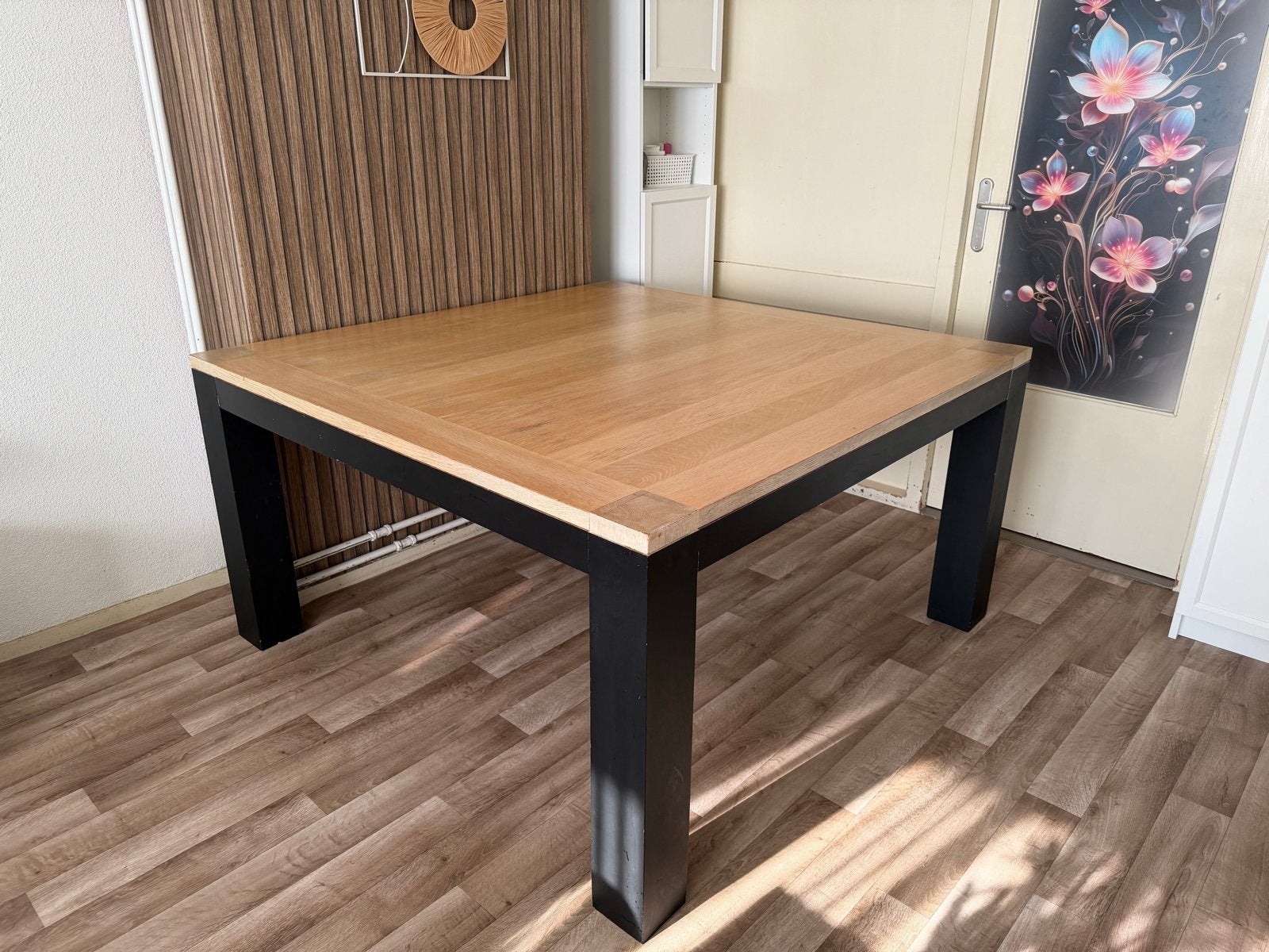 MASSIEF EIKENHOUTEN EETTAFEL ROBUUST EN ZWAAR, Huis en Inrichting, Gebruikt, 100 tot 150 cm, Vierkant, Ophalen of Verzenden