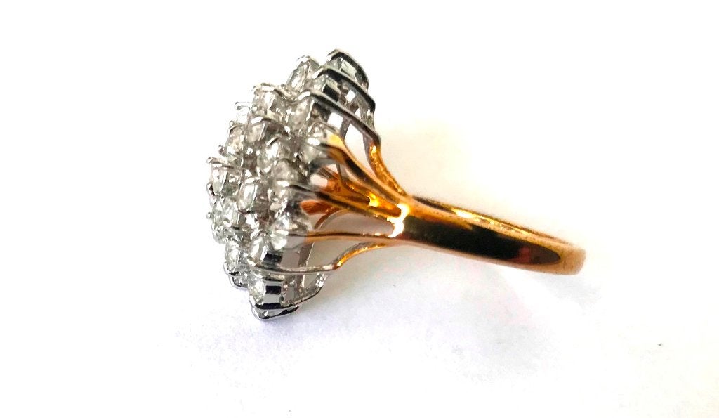 Prachtige ring vol Strass Steentjes klauwzetting verguld, Ophalen, 19 tot 20, Zo goed als nieuw, Dame of Heer