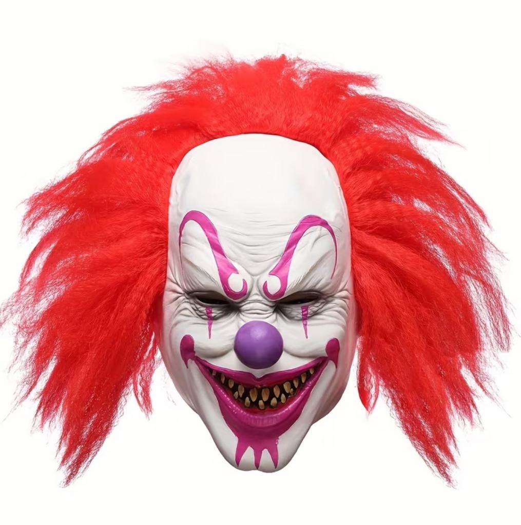 Horror clown masker met rood haar, Ophalen of Verzenden, Nieuw, Toneelattributen of Onderdelen