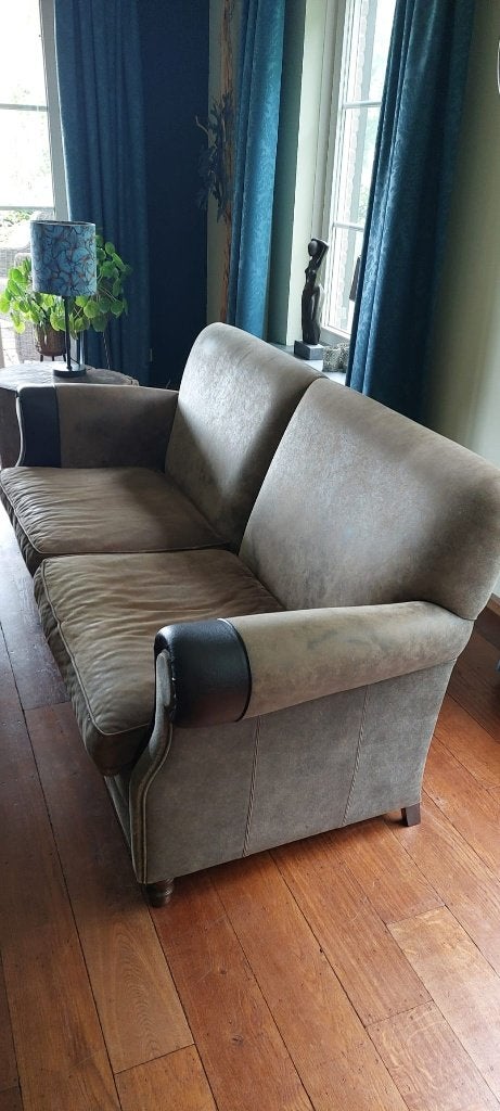 Bankstel Leer, Huis en Inrichting, Ophalen, Gebruikt, Leer, 75 tot 100 cm