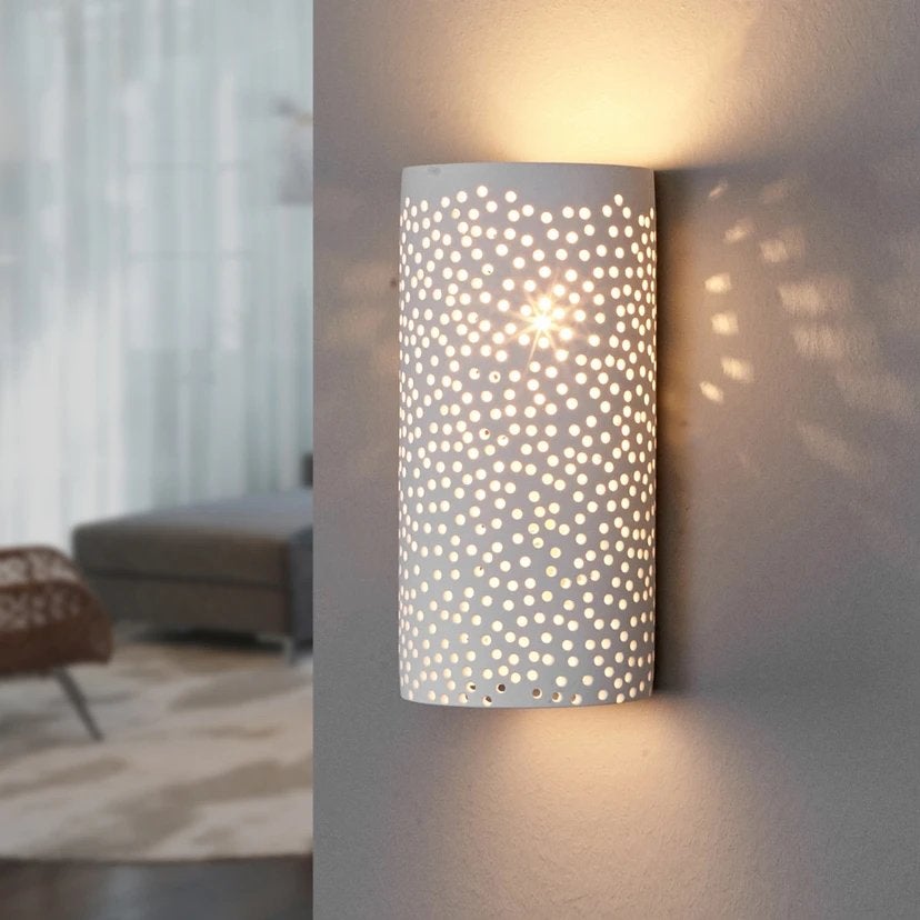 QAZQA Mahou WL Gypsum wandlamp E14 wit, Wit, E14 (klein), Nieuw, Ophalen of Verzenden