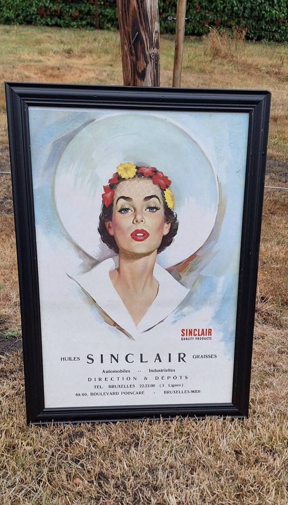 Vintage pin-up reclame poster Sinclair olie️️ ️⛽️ nr.2, Verzamelen, Ophalen, Reclamebord, Gebruikt, .