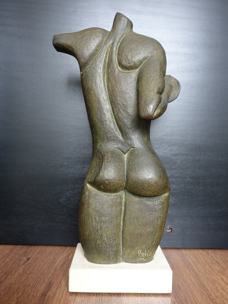 Oud naakt in brons, Ophalen of Verzenden, 20 - 50 cm, Beeld, Bruin