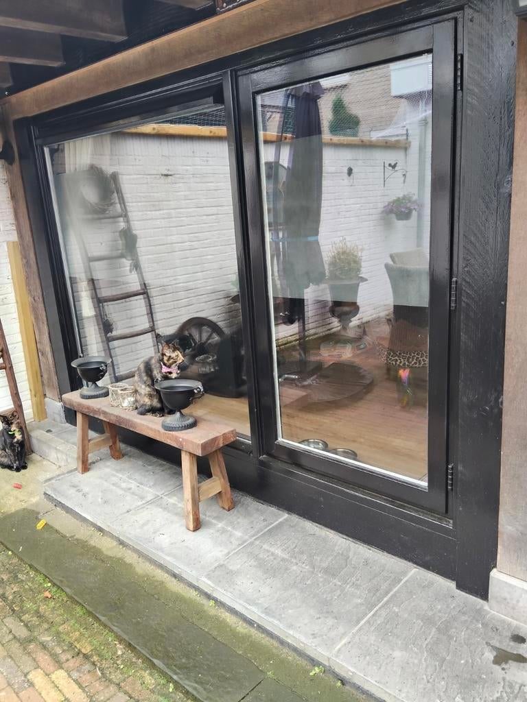 Kozijn Hardhout met Uitzet Raam en HR ++ Glas., Ophalen, Hout, 75 tot 150 cm, Deurkozijn