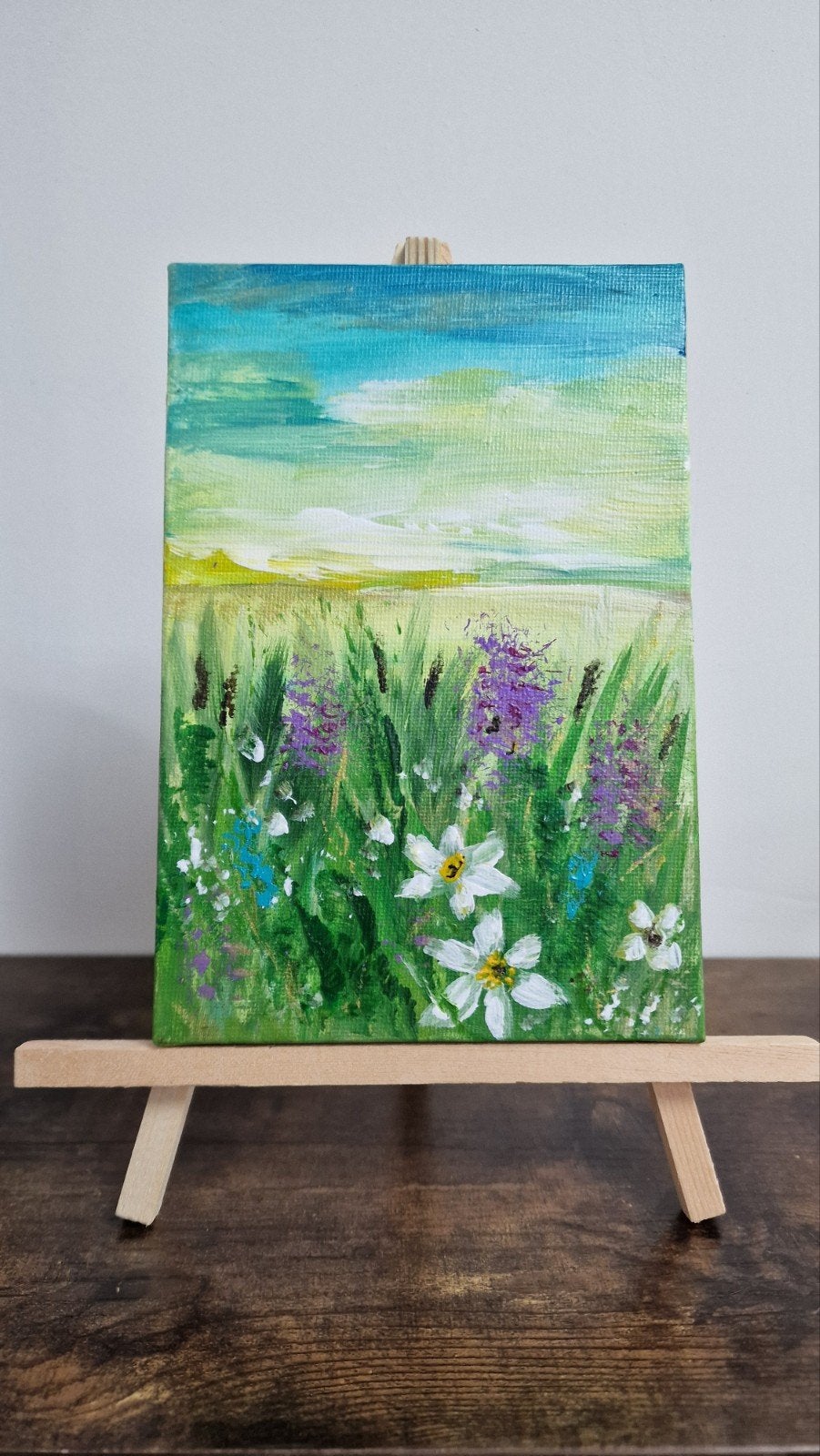 Prachtig veldbloemen schilderij, unieke decoratie, Ophalen of Verzenden