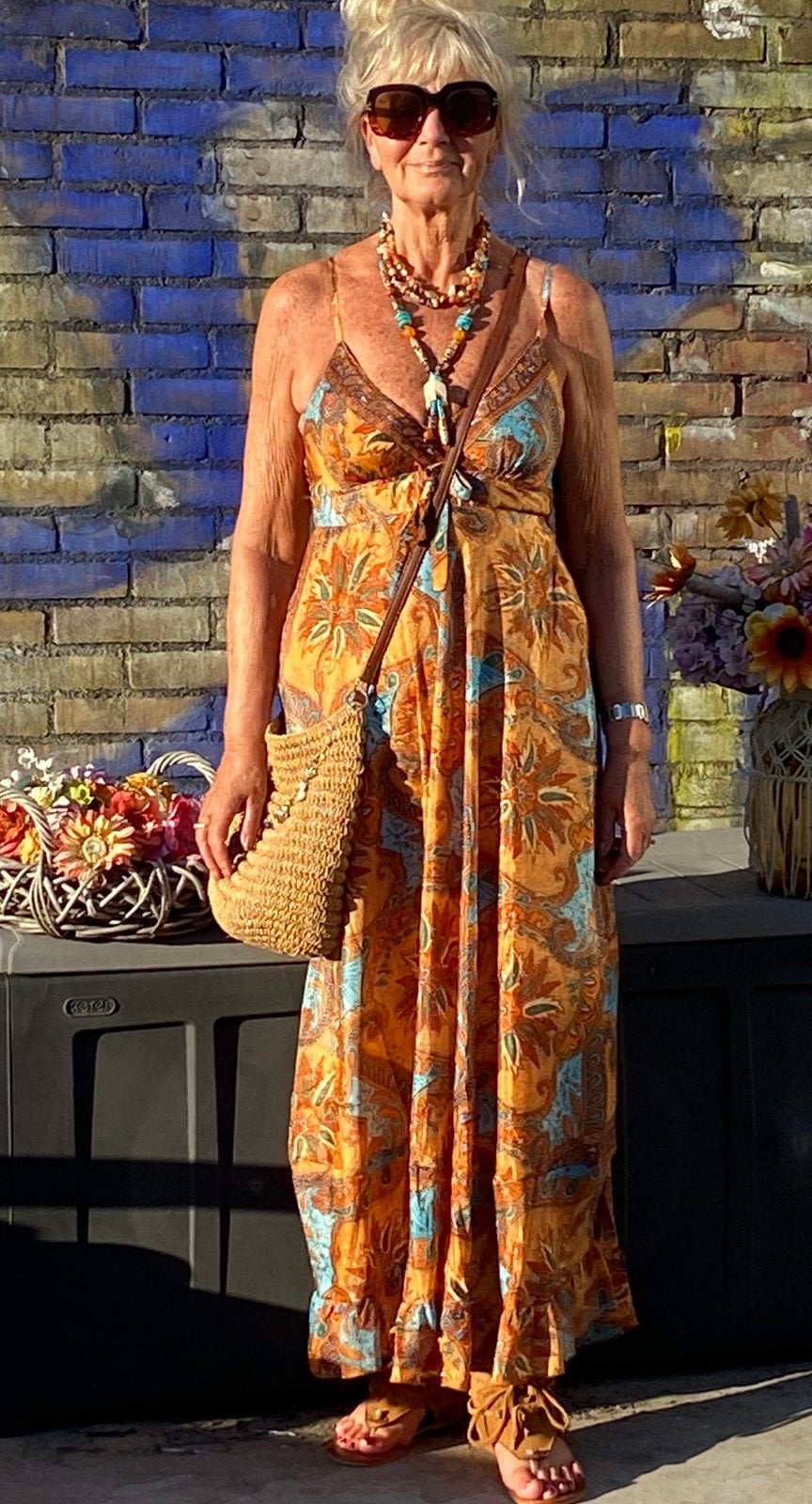 Ibiza jurk Boho Bohemien mt 38-40, Ophalen of Verzenden, Zo goed als nieuw, Maat 38/40 (M), Onder de knie