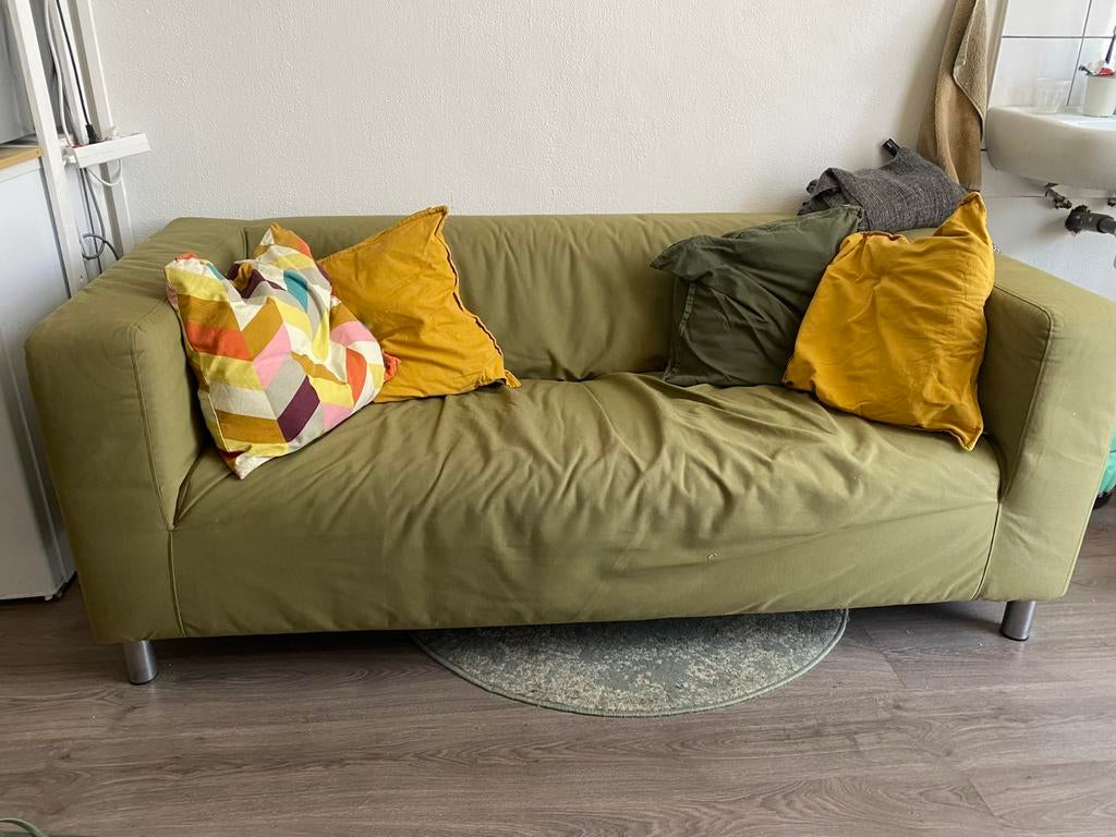 Groene 2-zits bank van IKEA met wasbare hoes, Ophalen, 150 tot 200 cm, Tweepersoons, 75 tot 100 cm