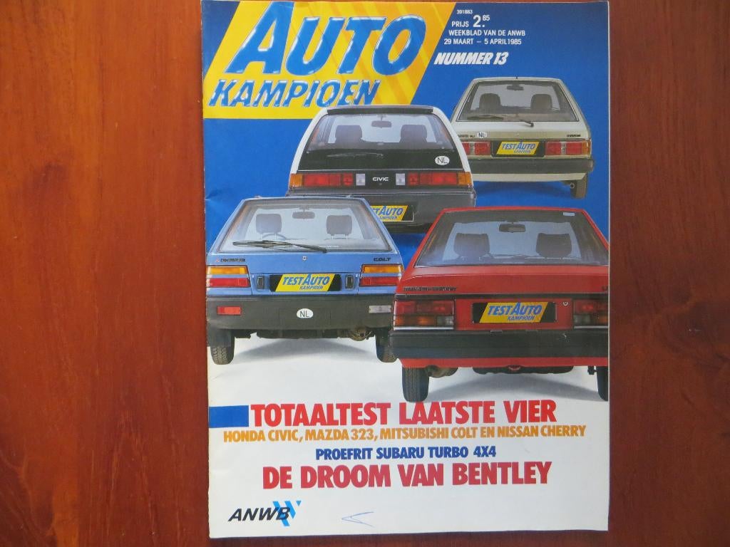Autokampioen 13 1985 Honda Civic, Mazda 323, Mitsubishi Colt, Ophalen of Verzenden, Zo goed als nieuw, Mazda