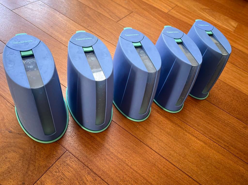 Tupperware voorraadpotten set - Diverse maten, Huis en Inrichting, Keuken | Tupperware, Gebruikt, Bus of Trommel, Blauw, Ophalen of Verzenden