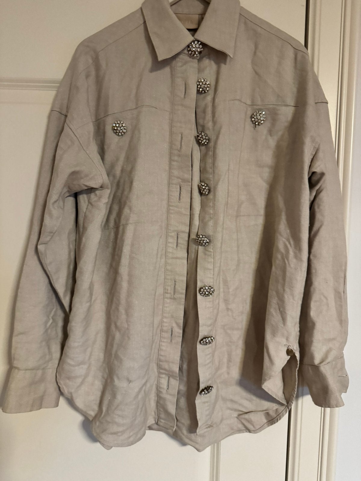 Josh v blouse Swarowski knoppen maat S, Verzenden, Gedragen, Maat 36 (S), Beige
