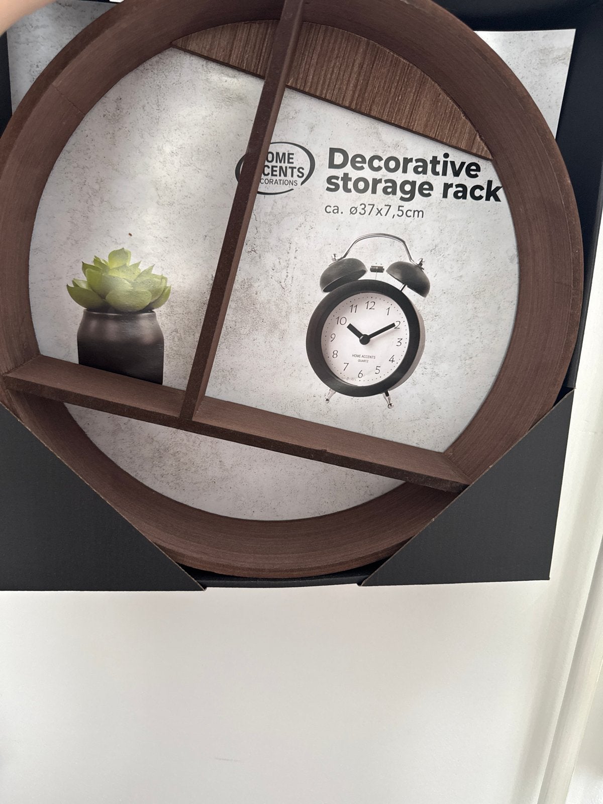 Nieuw decoratief opbergrek, nog in doos, wandplank rond hout, Ophalen of Verzenden, Nieuw