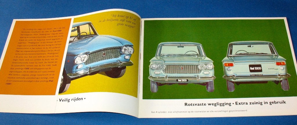 Folder autofolder Fiat 1300 ZGAN 1965, Ophalen of Verzenden, Gelezen, Overige merken, Fiat