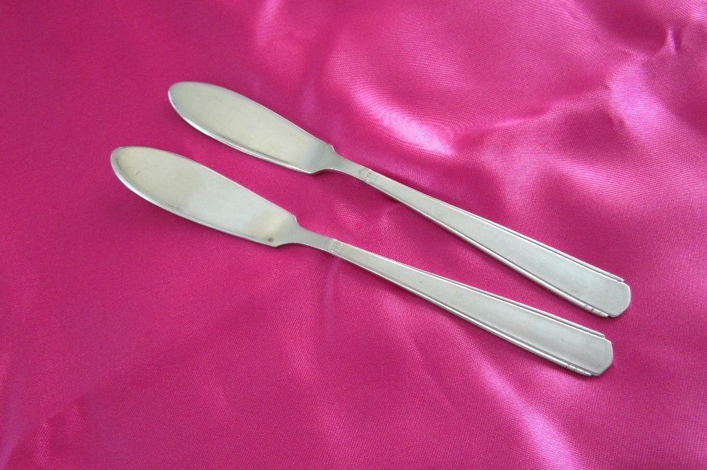 2 Botermesje 16cm Gero Zilmeta Wilhelmina 408  1936-1958, Gebruikt, Gero, Los bestek, Ophalen of Verzenden