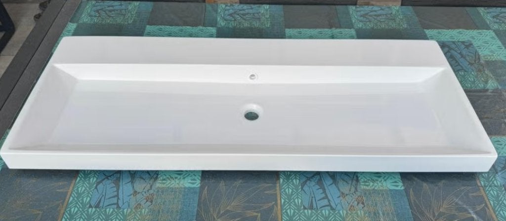 Wastafel wit 120cm zonder kraangaten, Huis en Inrichting, Badkamer | Badkamermeubels, Ophalen, 100 tot 150 cm, Nieuw, Minder dan 100 cm